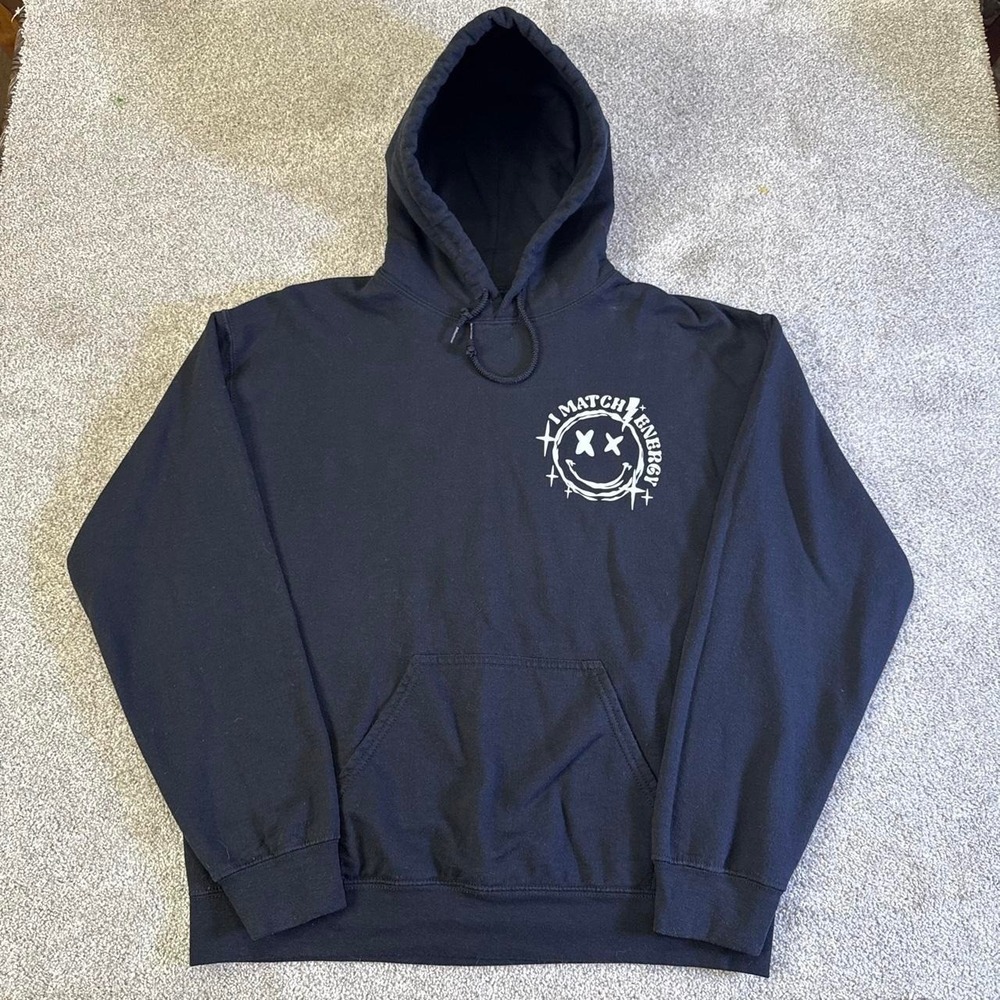 I Match Energy "How We Gon' Act Today" Black Hoodie Medium Graphic Pullover
